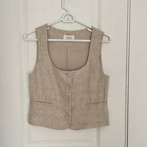 OSCAR NATURAL SCOOP NECK LINEN VEST
